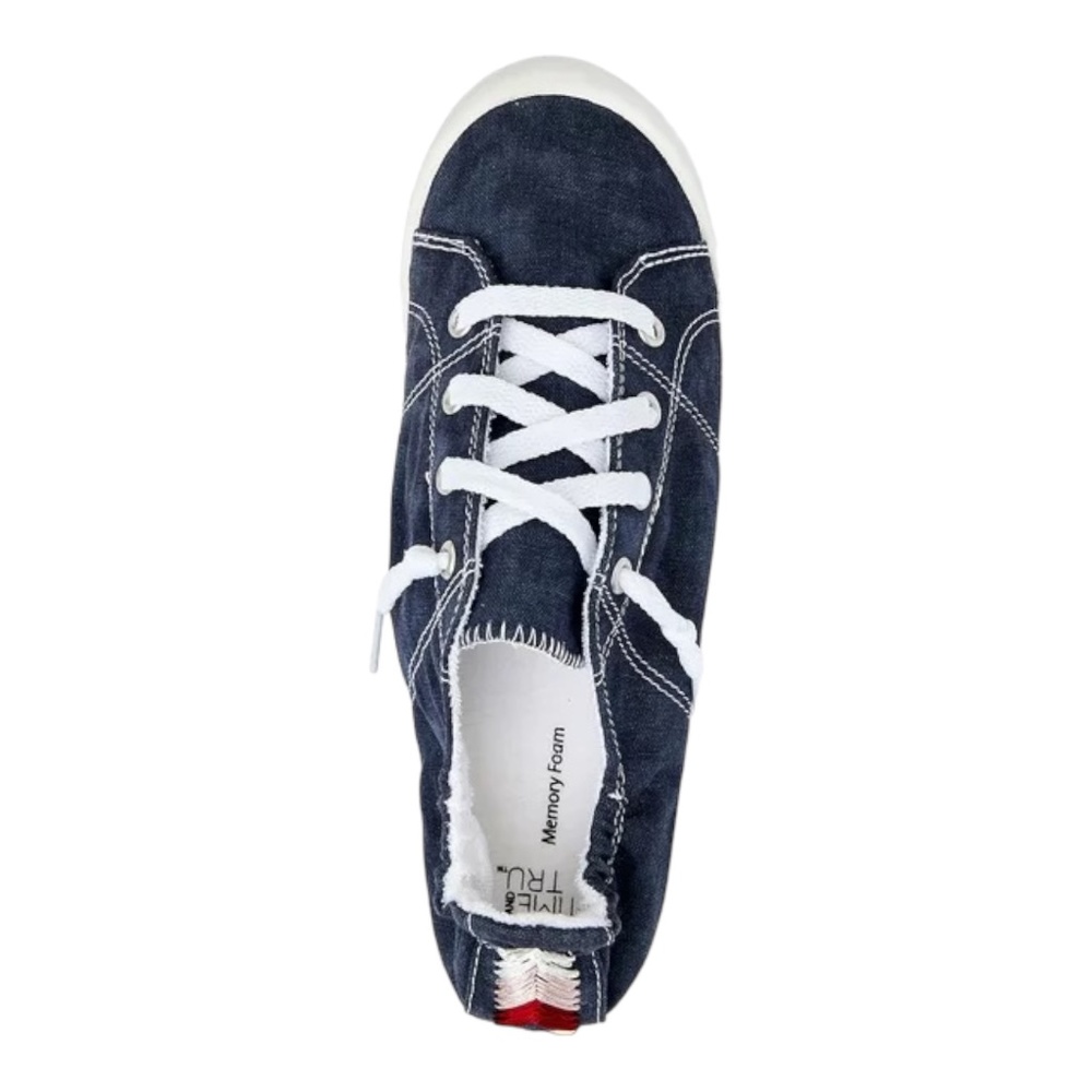 MEDIUM WIDTH BLUE Time and Tru Women's Scrunch Back Slip-On Sneaker Sz Various - Picture 4 of 5
